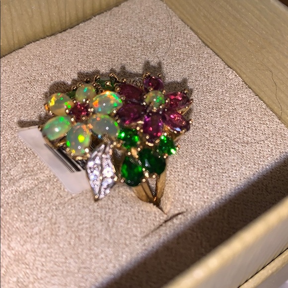 Garnet, diopside, white topaz, 5.41ctw, SS RING, 8 - Picture 2 of 7
